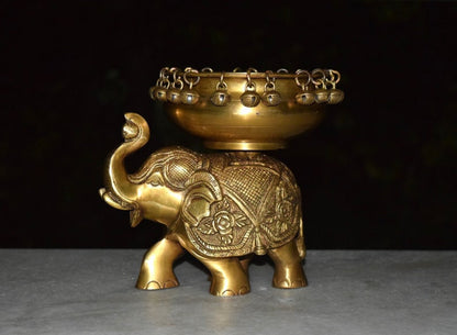 brass elephant urli bowl