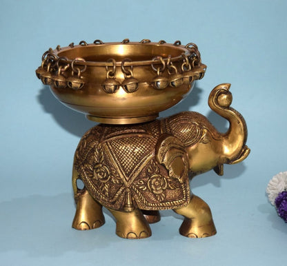 brass elephant urli bowl