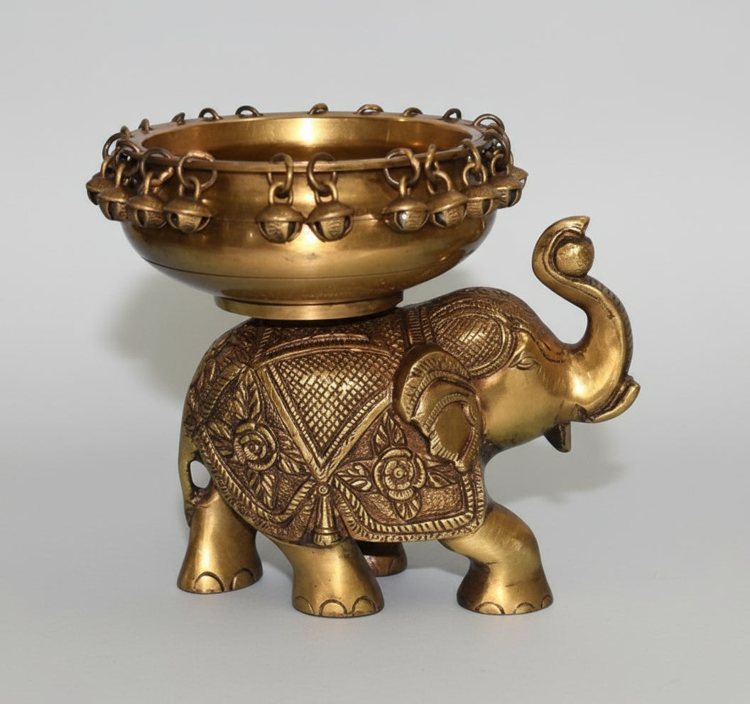 Brass Elephant urli Bowl for Home décor Tea Light Holder/Gift Item/Diwali Decor