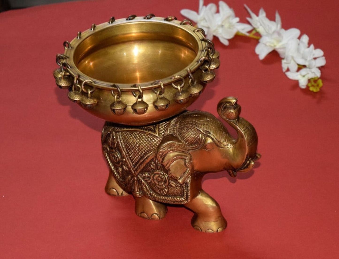 brass elephant urli bowl