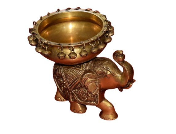 brass elephant urli bowl