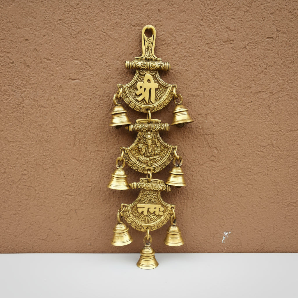 Wall Hanging of Shri Ganesha Namah Made of Brass, Wall and Home Décor