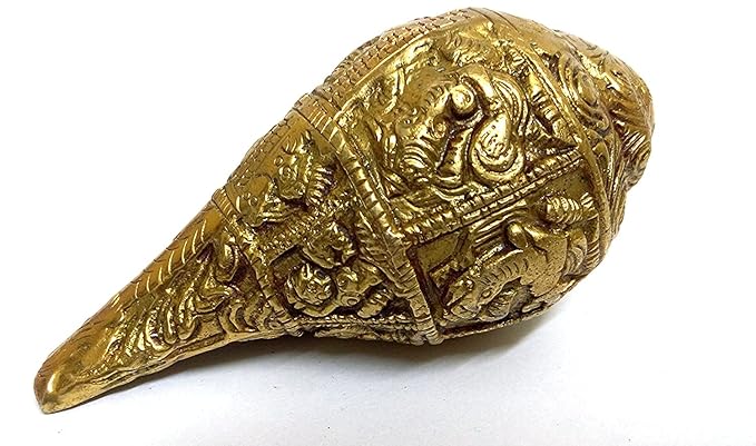 brass golden ethnic shank for home décor/ showpiece , 5"