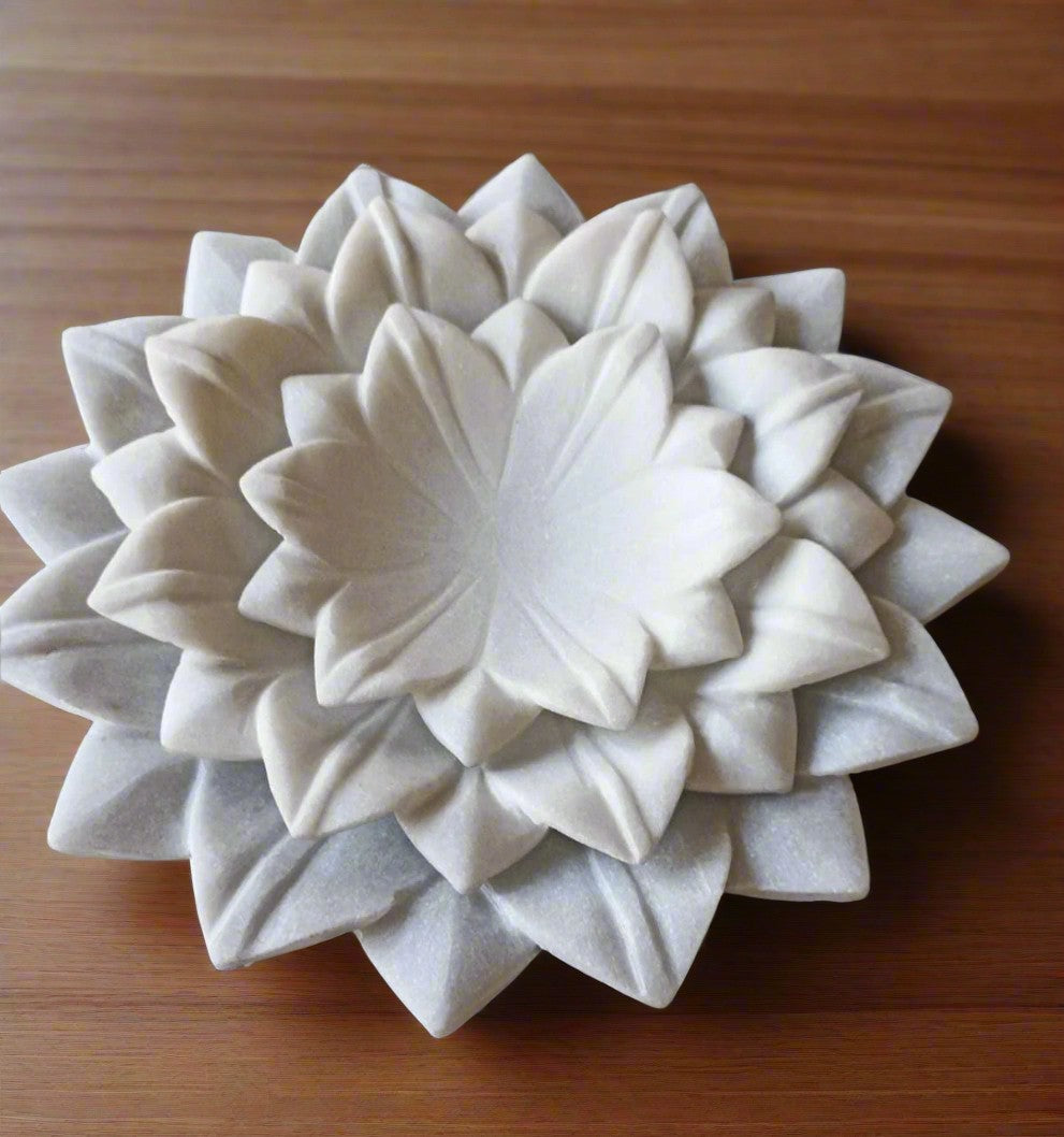 Combo Set of 3 White lotus Flower urlis for home decor