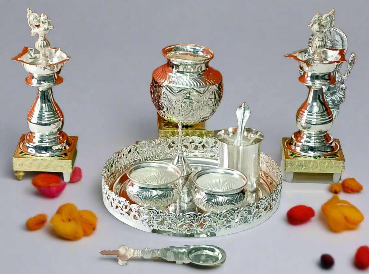 German Silver Pooja Combo thali Set