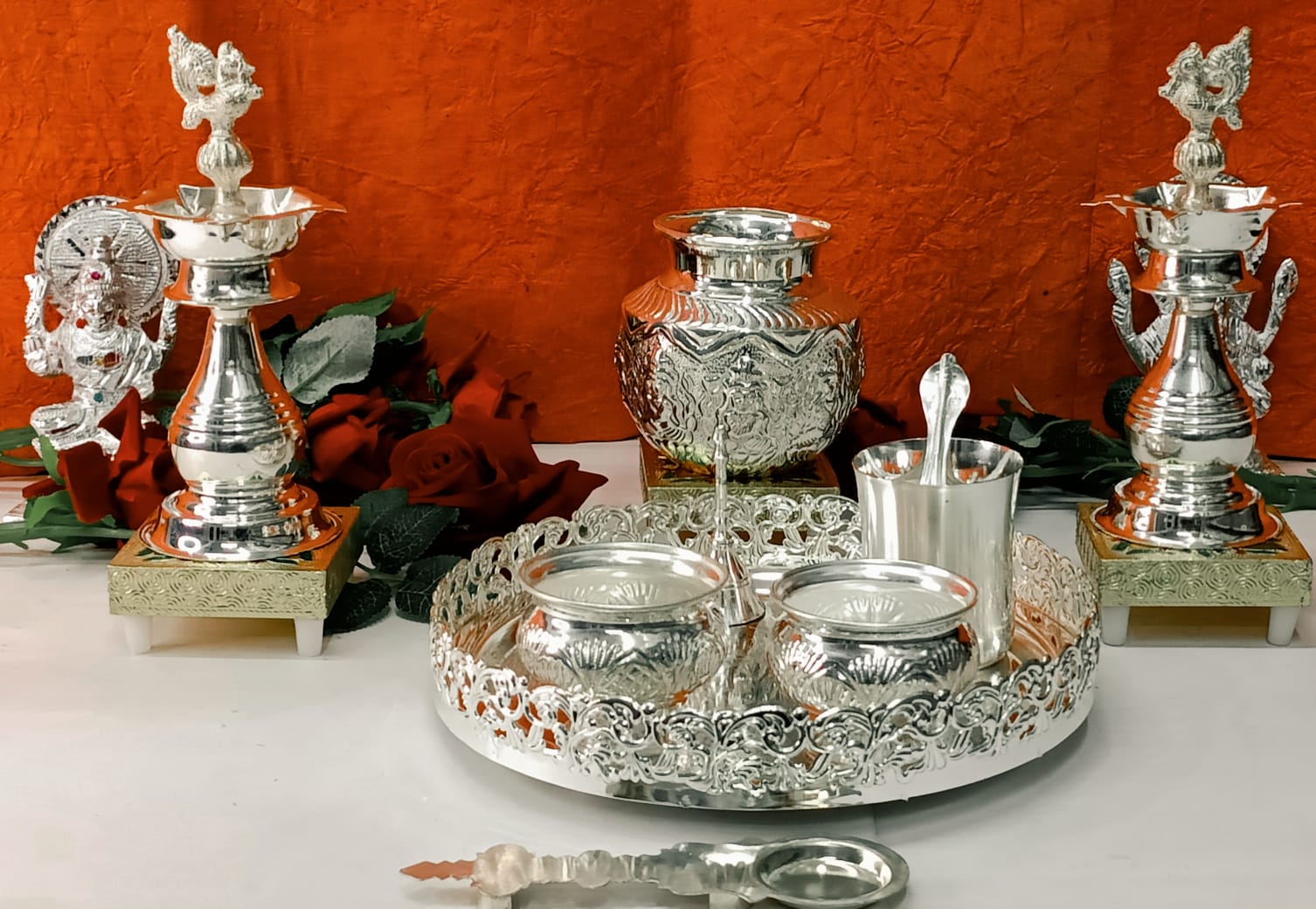 German Silver Pooja Combo thali Set