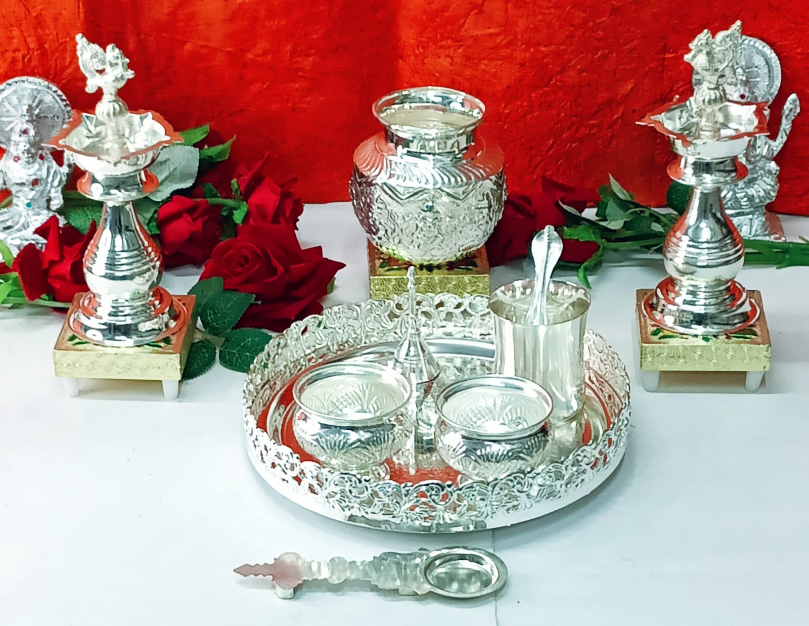 German Silver Pooja Combo thali Set