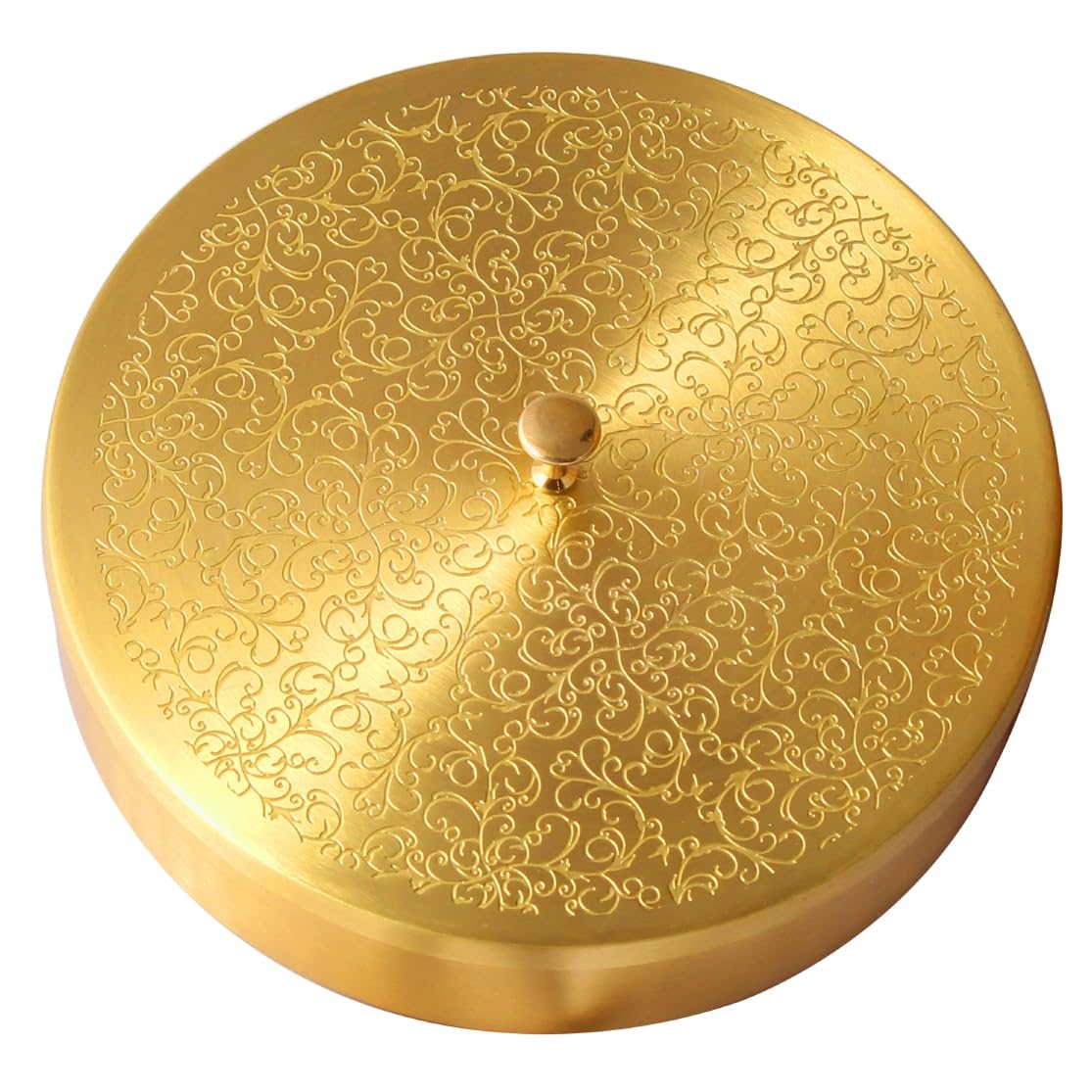 brass etched 8" spice box with 7 bowls and a spoon