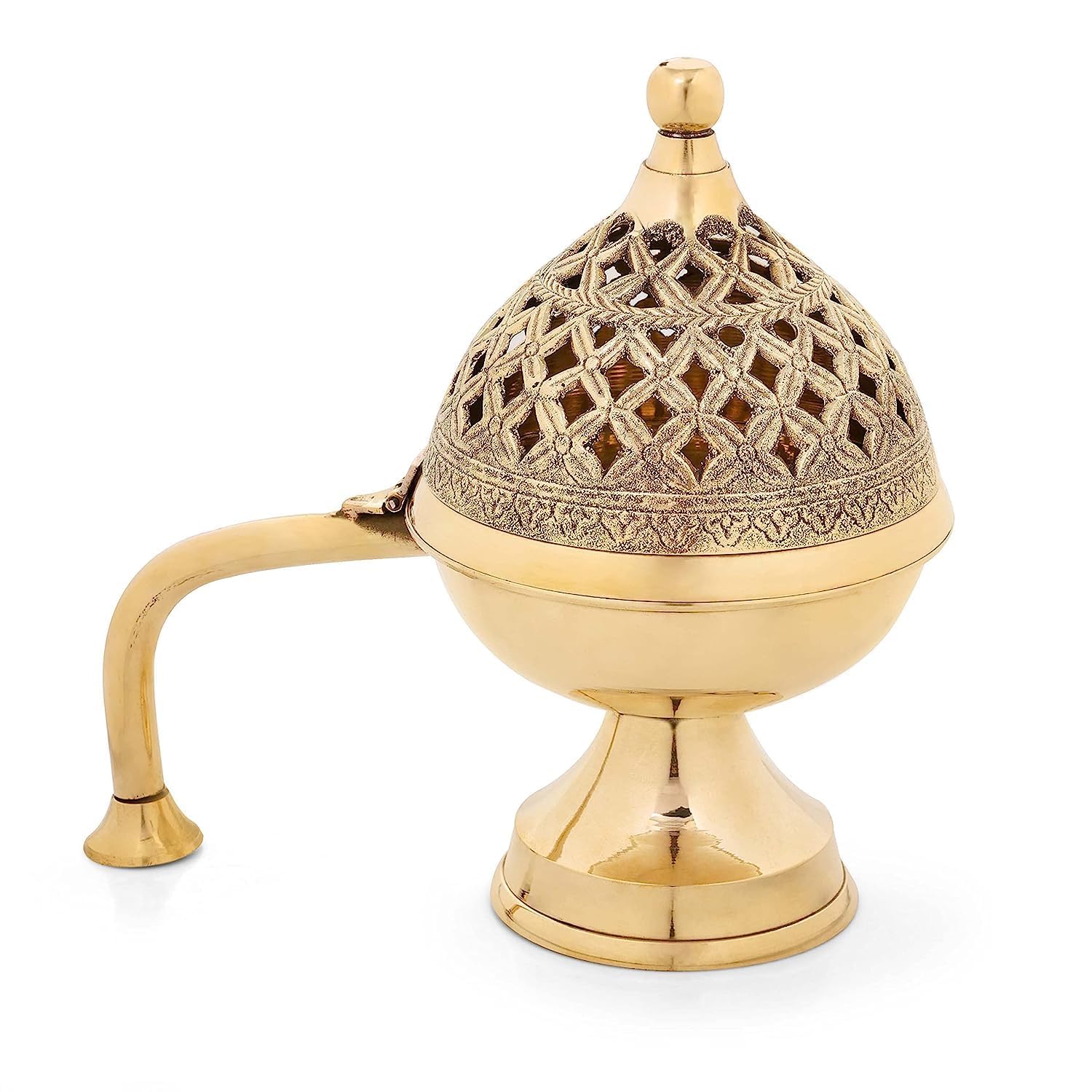 Brass Dhoop Daan/Incense Holder with Handle for Meditating Room/Home/Office/Gift Item