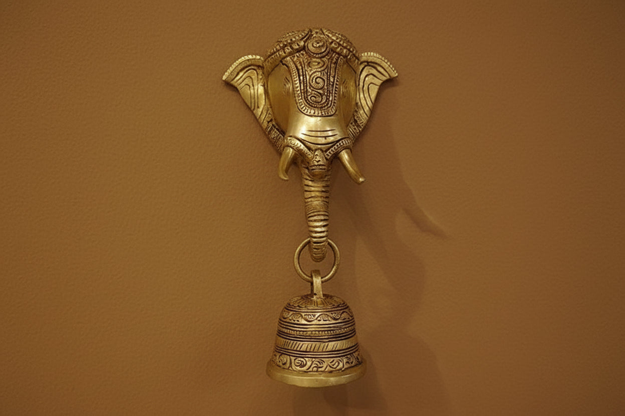 Brass Ganesh Wall Hanging Sacred Home Temple Decor Spiritual Wall Art for Positive Energy