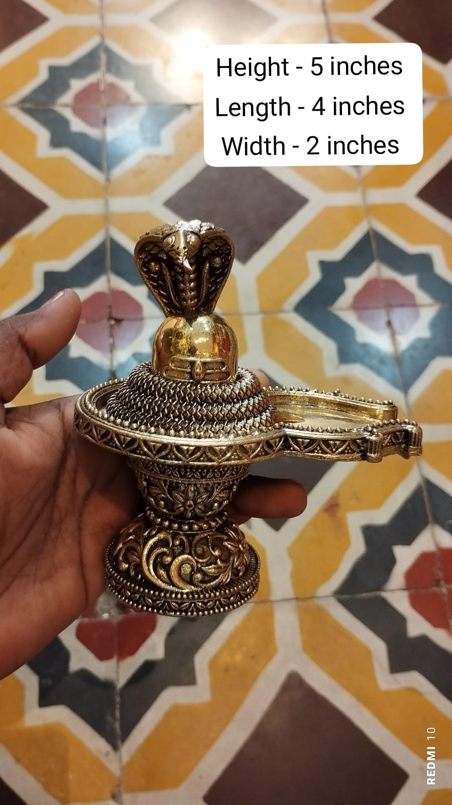 Fully Carved Brass Shivling with Vasuki Snake – Divine Energy & Protection