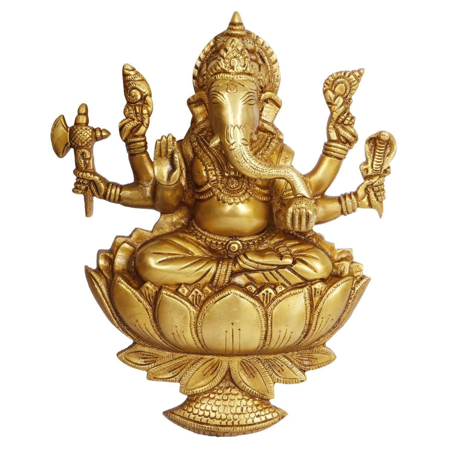 Brass Lord Ganesha Wall Hanging – 12 Inch Ganpati Décor for Home, Living Room & Mandir