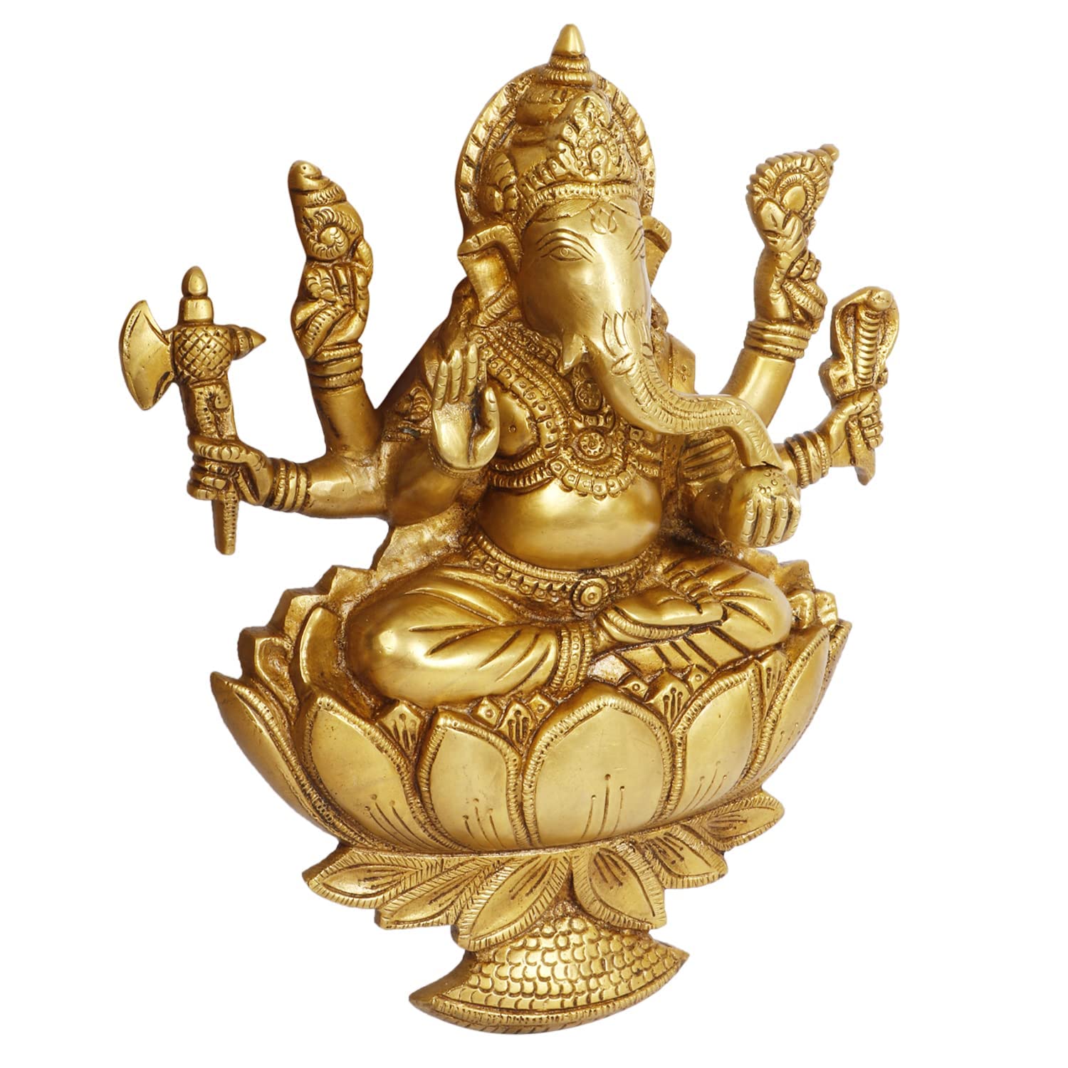 Brass Lord Ganesha Wall Hanging – 12 Inch Ganpati Décor for Home, Living Room & Mandir