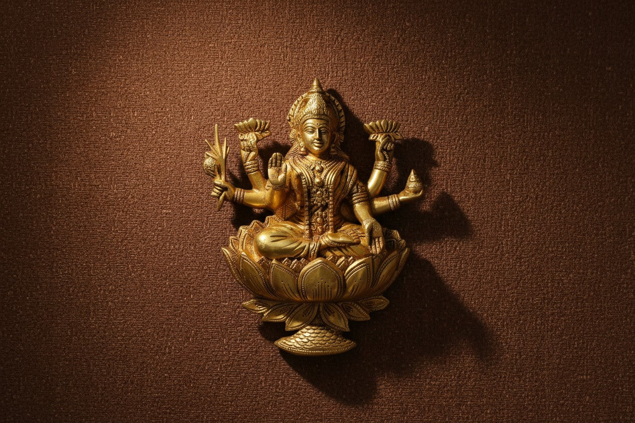 Brass Lakshmi Ganesh Wall Hanging – Divine Décor for Home & Office Temple