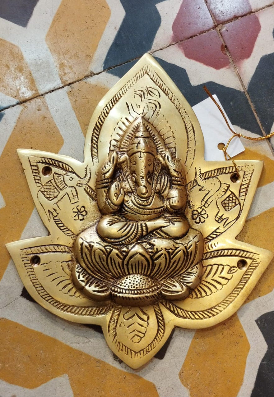 Brass Lakshmi Ganesh Wall Hanging – Divine Décor for Home