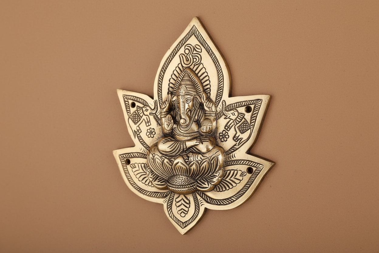 Brass Ganesh Wall Hanging Sacred Home Temple Decor Spiritual Wall Art