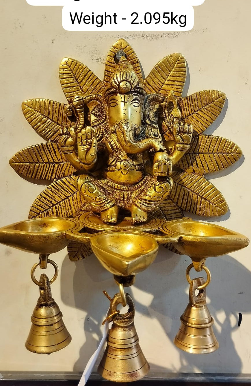 Brass Ganesh Diya Wall Hanging – Auspicious Décor with Divine Blessings