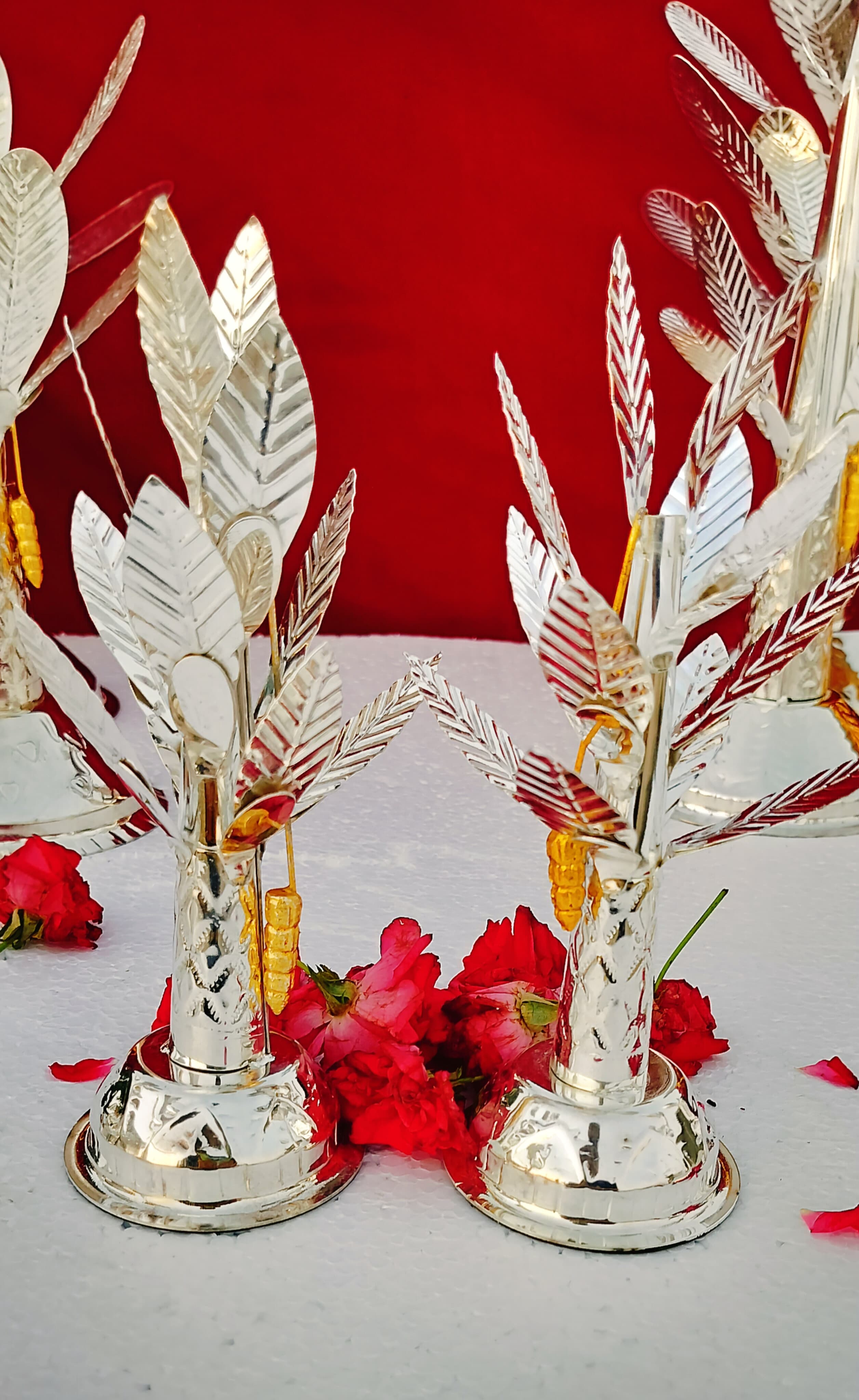 German silver washable nakkashi banana tree pair, 10"