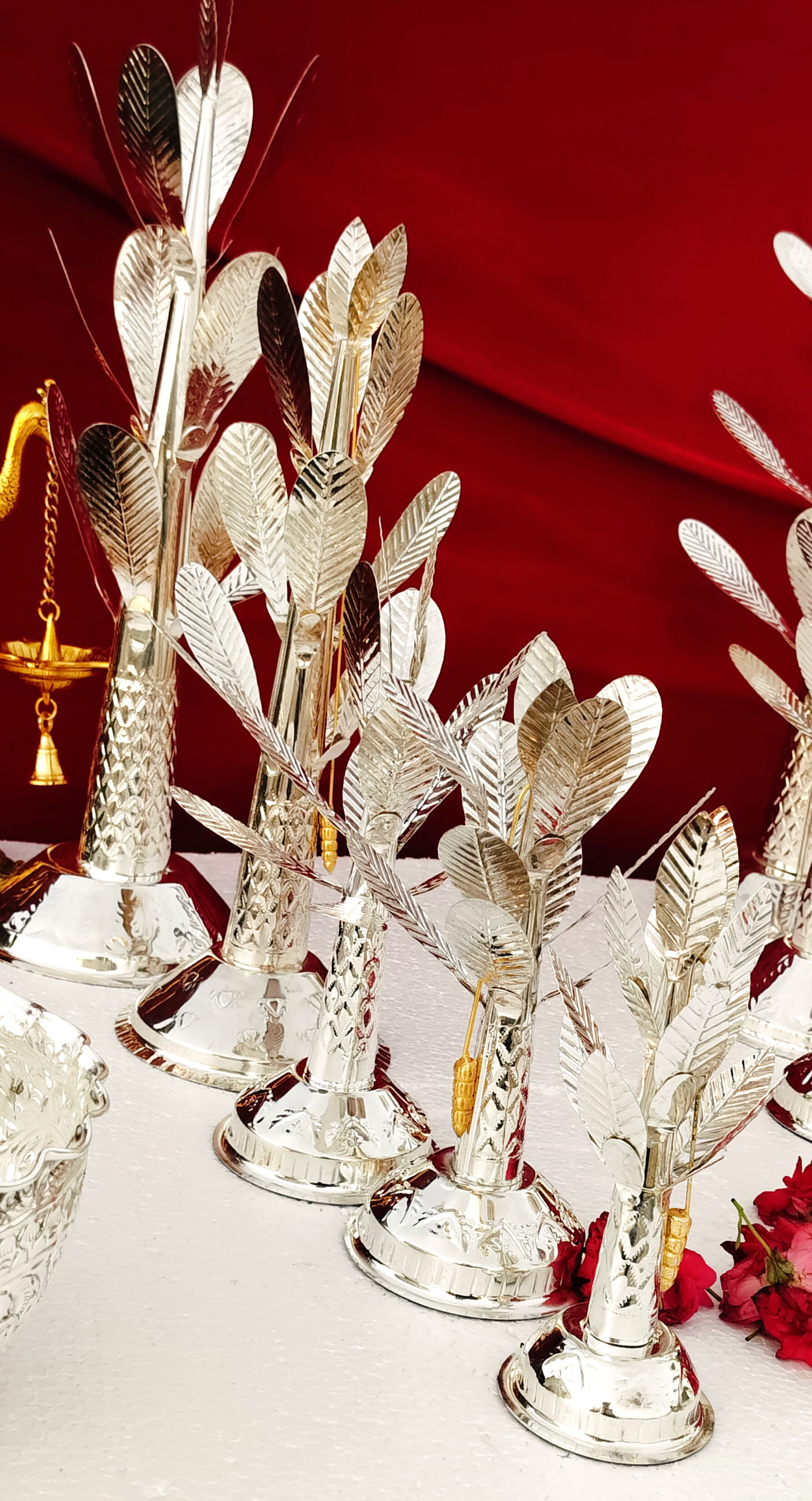 German silver washable nakkashi banana tree pair, 10"