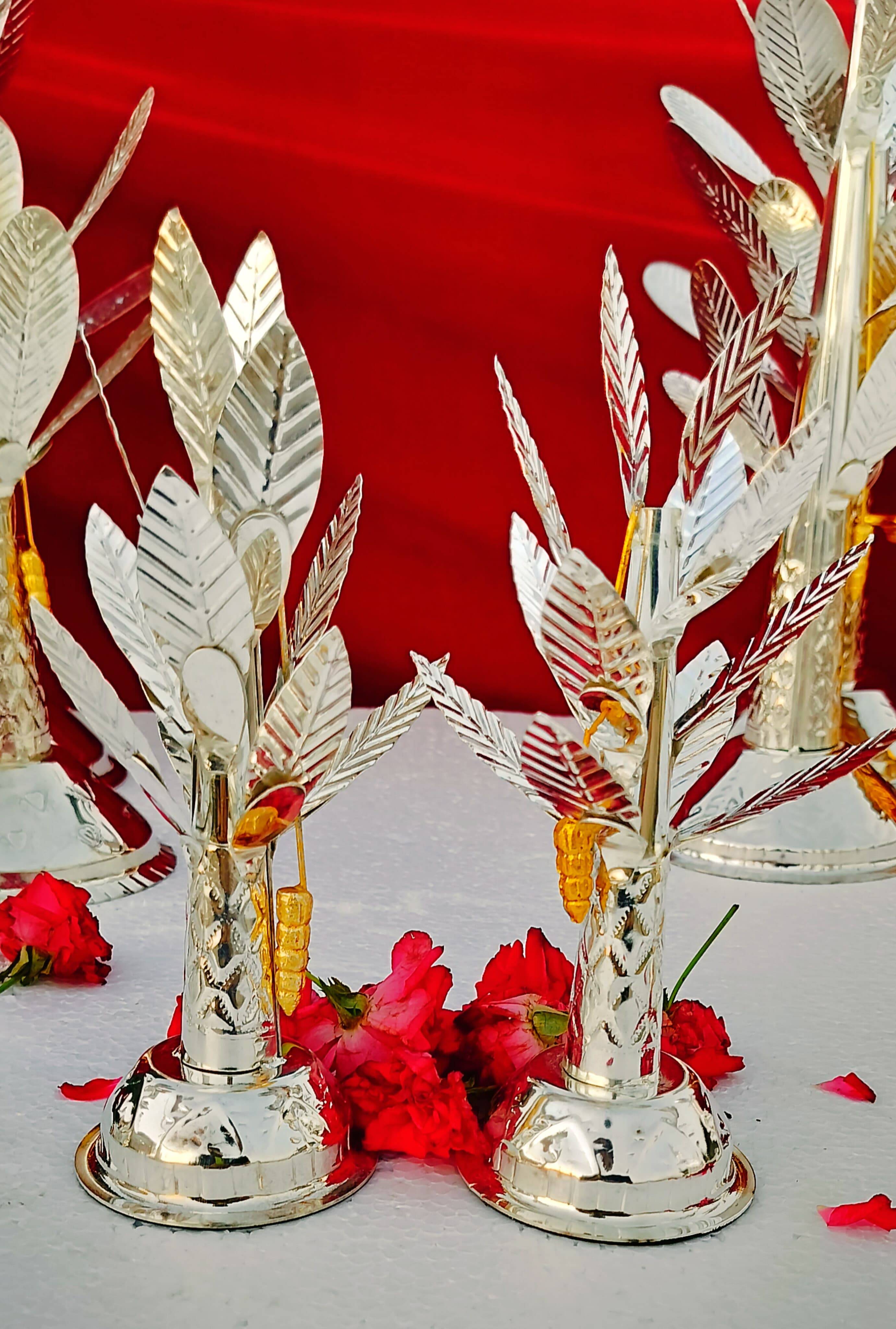 German silver washable nakkashi banana tree pair, 8"