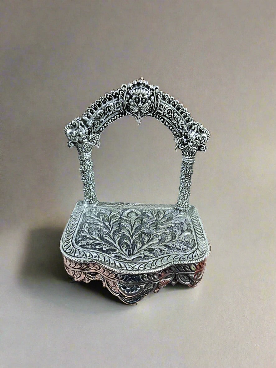 silver plated small size singhasan for temple