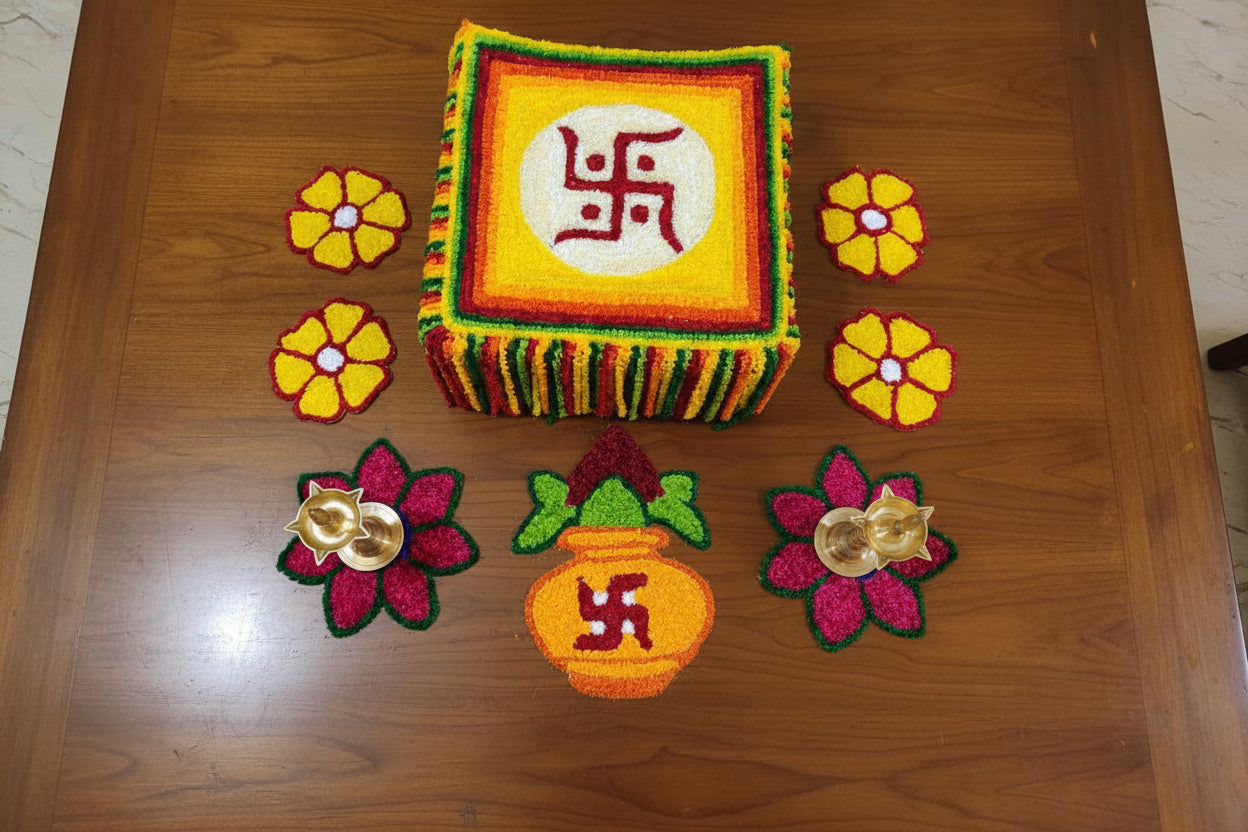 Set of 8 Decorative Mats – Different Designs for Pooja, Festive Setups & Home Décor