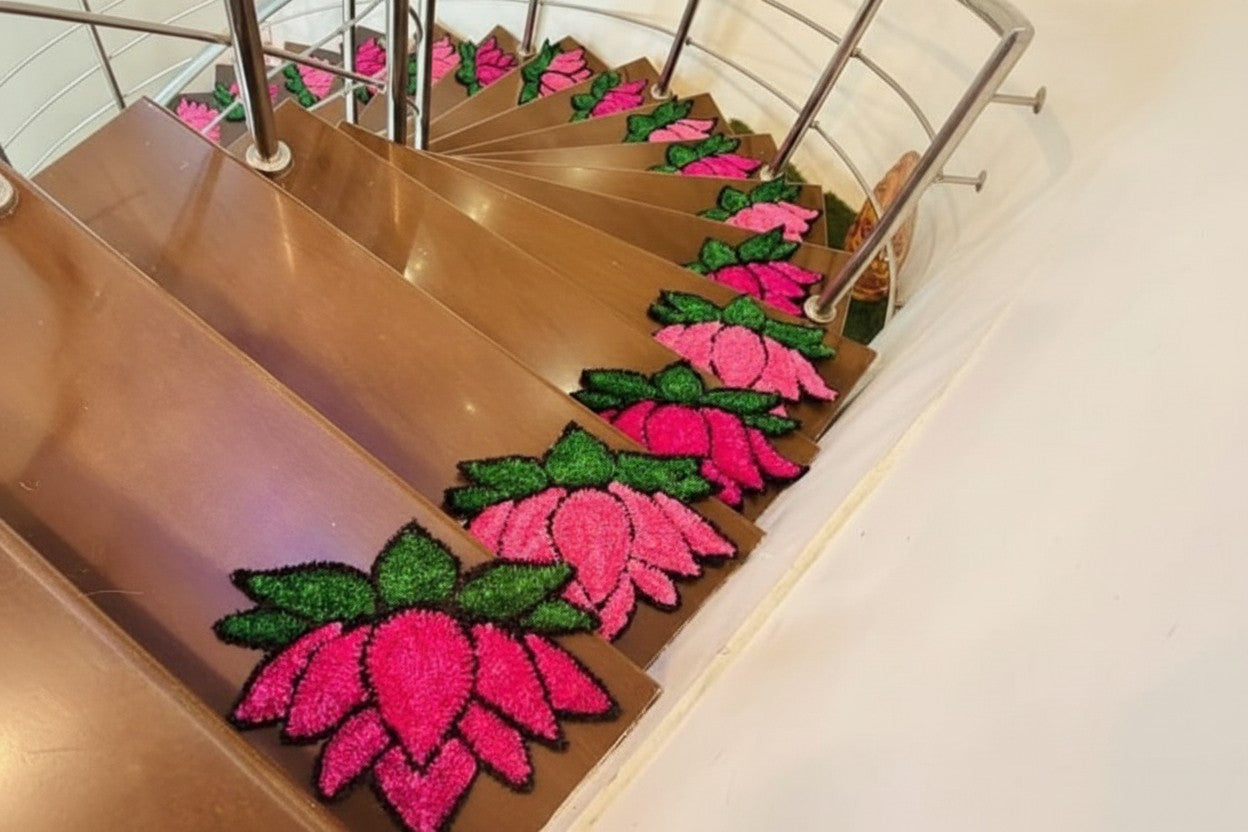 Set of 8 Pink Lotus Mats – Elegant Decorative Mats for Pooja, Festive Setups & Home Décor