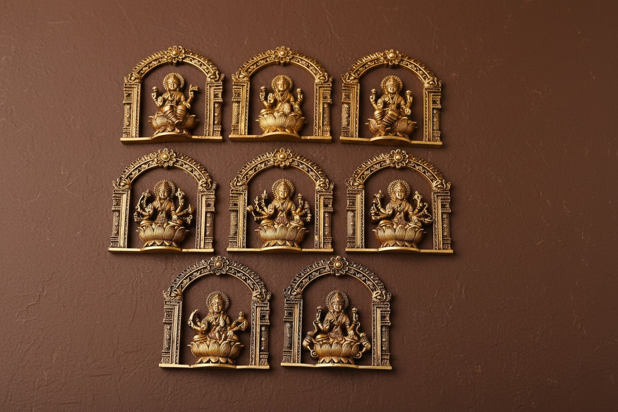 Brass Astha Lakshmi Wall Hanging – Intricately Crafted Home Décor with Eight Forms of Goddess Lakshmi