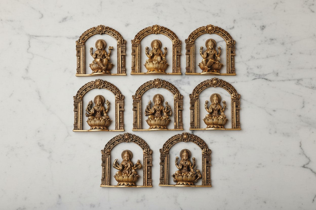 Brass Astha Lakshmi Wall Hanging – Intricately Crafted Home Décor with Eight Forms of Goddess Lakshmi