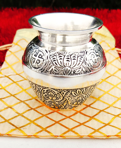 Antique finish German silver karwa chauth special return gift kalasha/ karwa