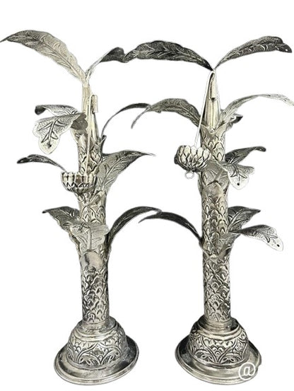 German silver 12" banana tree pair for diwali festival/ home décor/ housewarming pooja