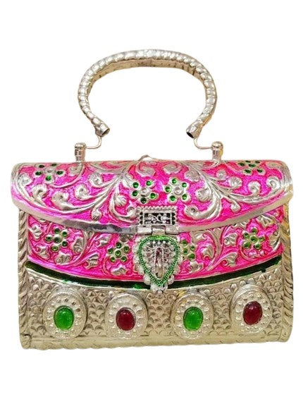 German Silver Stone Work Handmade Hand Bag/Evening Bags/Purse for Women