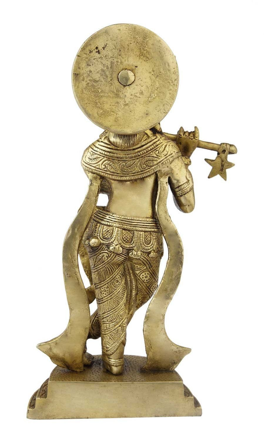 Brass Krishna Playing Flute Idol  Spiritual Home Décor & Gift for Pooja, Diwali, Housewarming