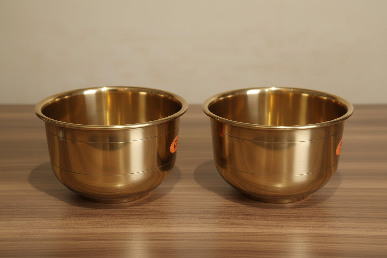 Handcrafted Brass Vaati Bowls – Set of 2 Traditional Puja & Décor Pieces