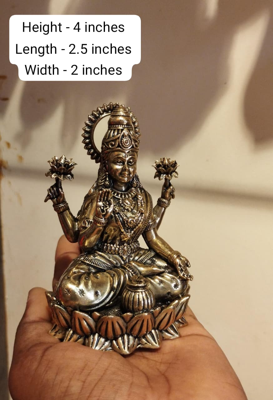 Handcrafted Lakshmi on Lotus Brass Figurine – Small Divine Prosperity Symbol