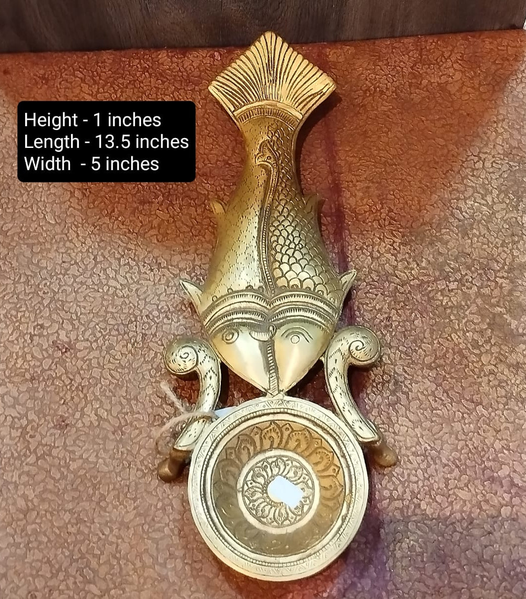 Handcrafted Brass Fish Aarti Spoon – Unique Puja Accessory for Rituals & Décor