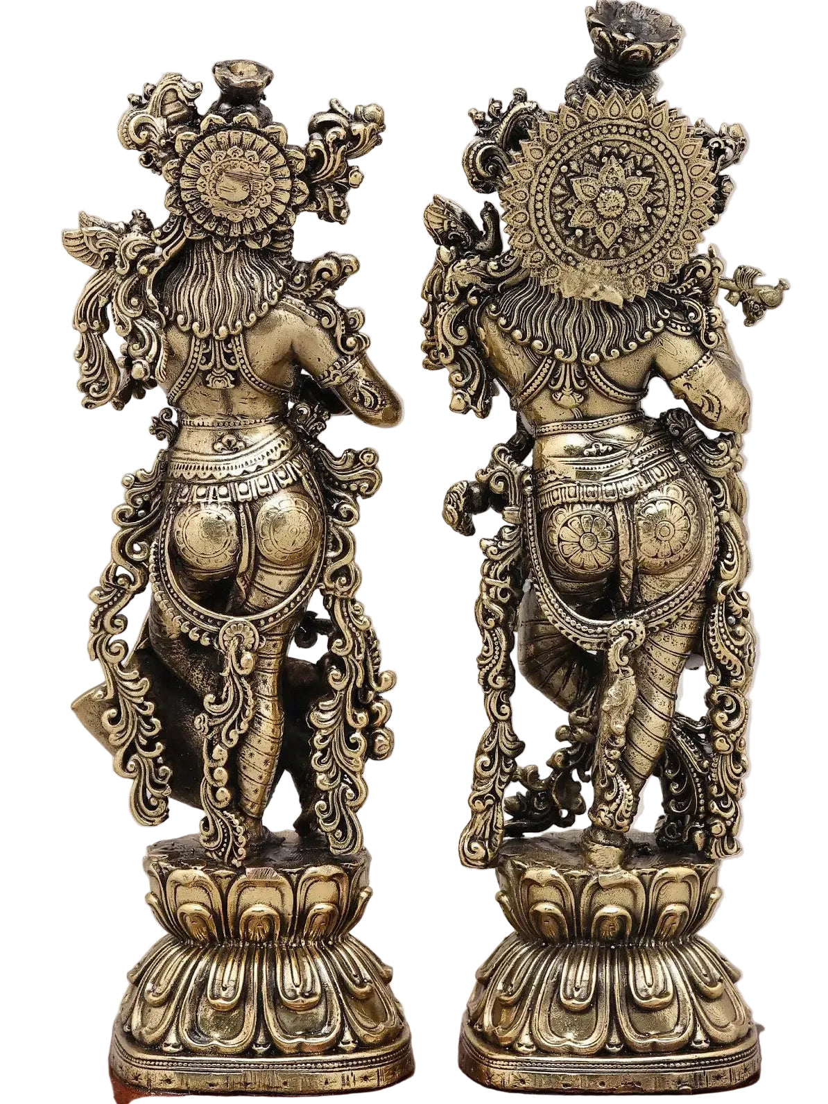 Handcrafted Brass Radha Krishna Statue – Fully Carved Divine Symbol of Love & Devotion
