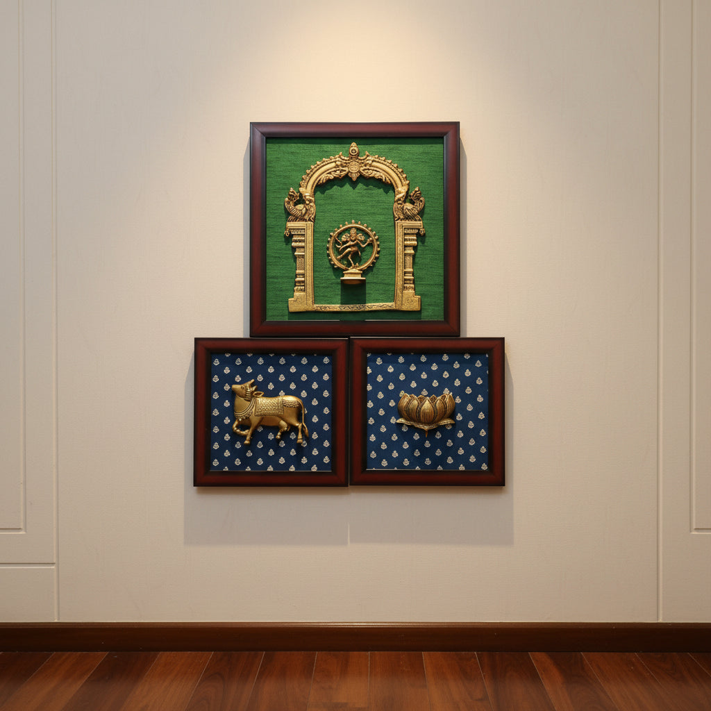 Handcrafted Brass Lotus with Wooden Frame – Divine Wall Hanging for Puja & Home Décor