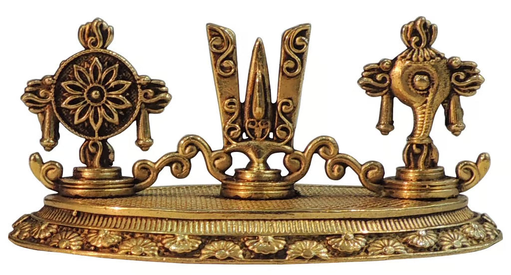 Handcrafted Brass Shanku Chakra – Small Divine Symbol of Lord Vishnu for Puja & Temple Décor