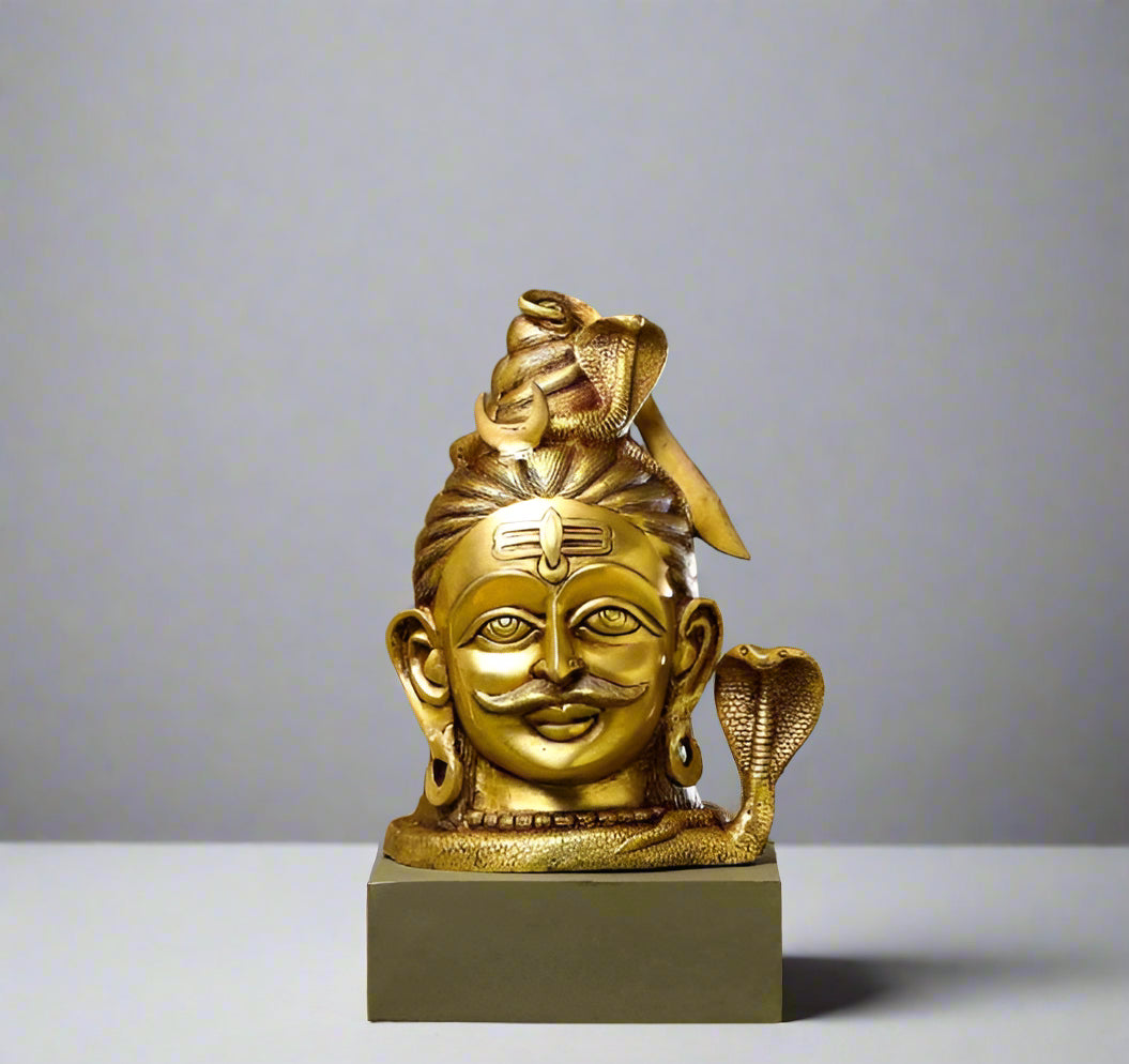 Brass Shivji Face Idol for Home Temple Décor Lord Shiva Murti Spiritual Gift