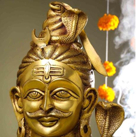Brass Shivji Face Idol for Home Temple Décor Lord Shiva Murti Spiritual Gift