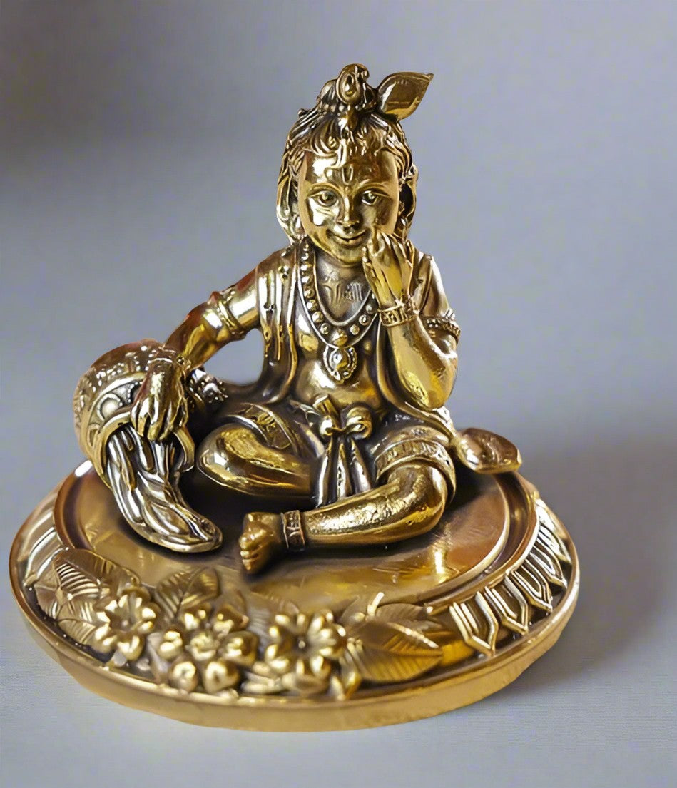 brass Laddu Gopal Ji Idol Bal Krishna Murti for Home Temple & Janmashtami Pooja Accessory & Spiritual Gift
