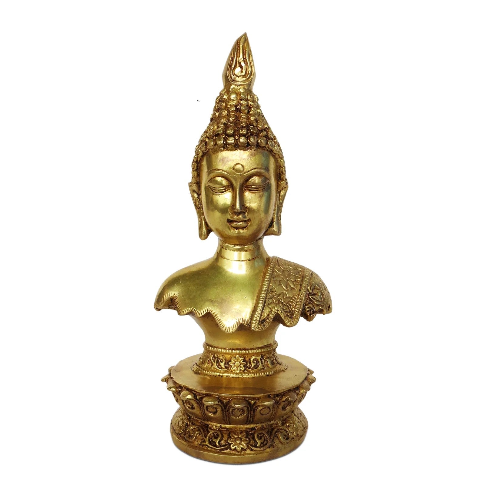 Brass Gautama Buddha Bust on Stand  Elegant Spiritual Home Décor & Auspicious Gift