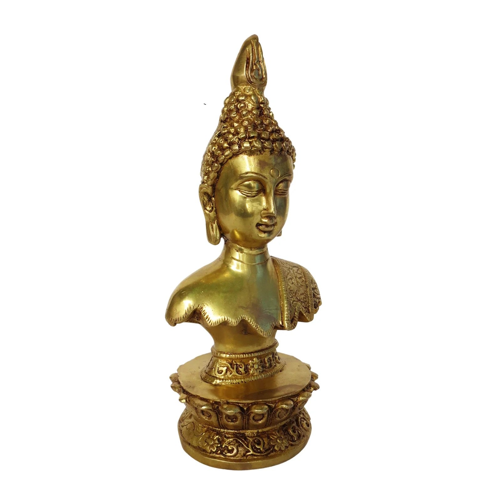 Brass Gautama Buddha Bust on Stand  Elegant Spiritual Home Décor & Auspicious Gift