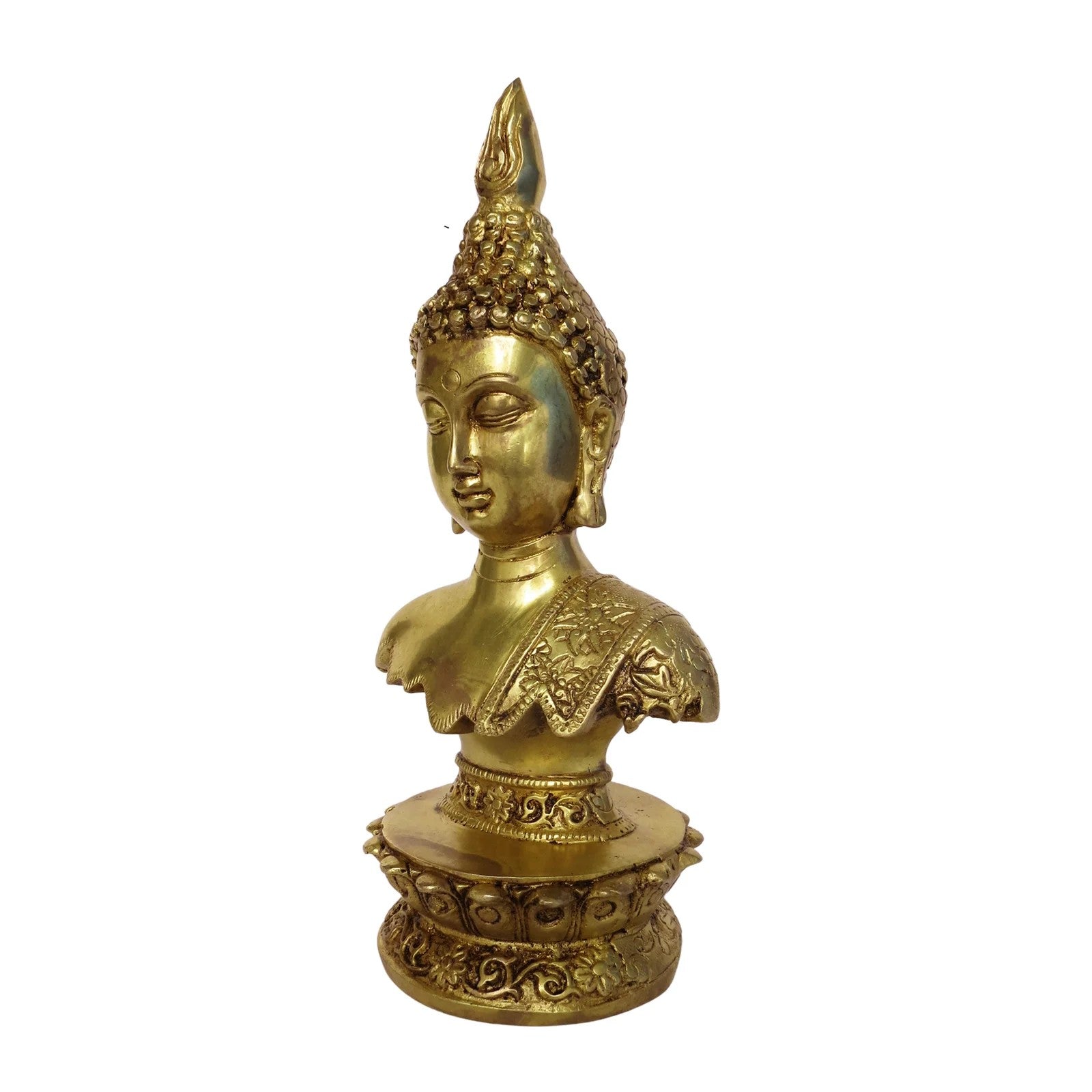 Brass Gautama Buddha Bust on Stand  Elegant Spiritual Home Décor & Auspicious Gift