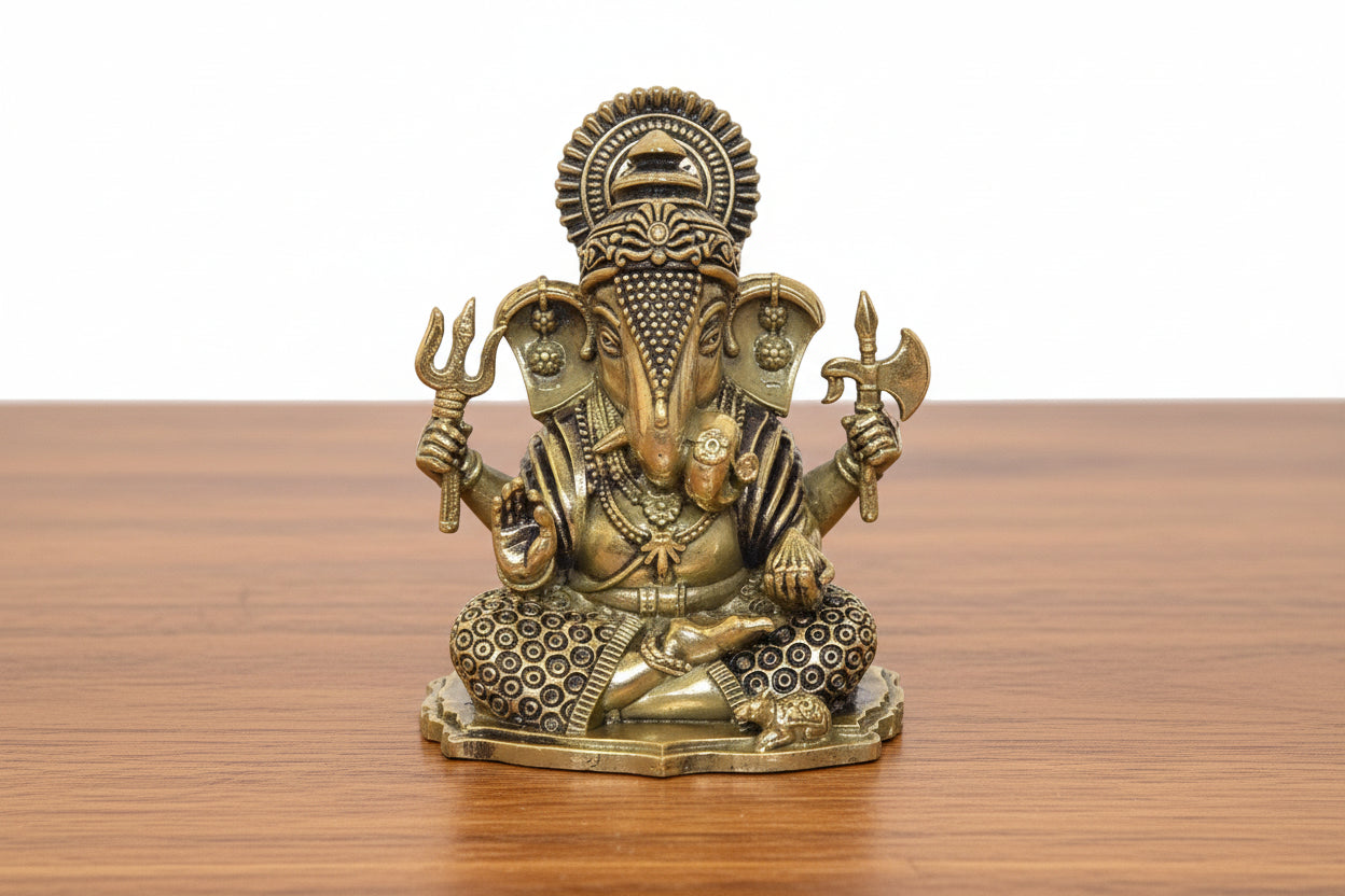 Brass Ganesh Idol – 2 Inch  Elegant Home Décor & Auspicious Gift