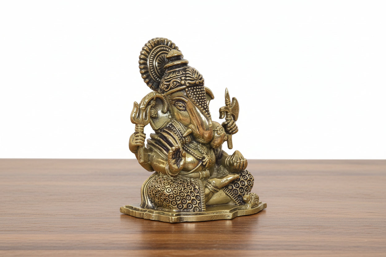 Brass Ganesh Idol – 2 Inch  Elegant Home Décor & Auspicious Gift