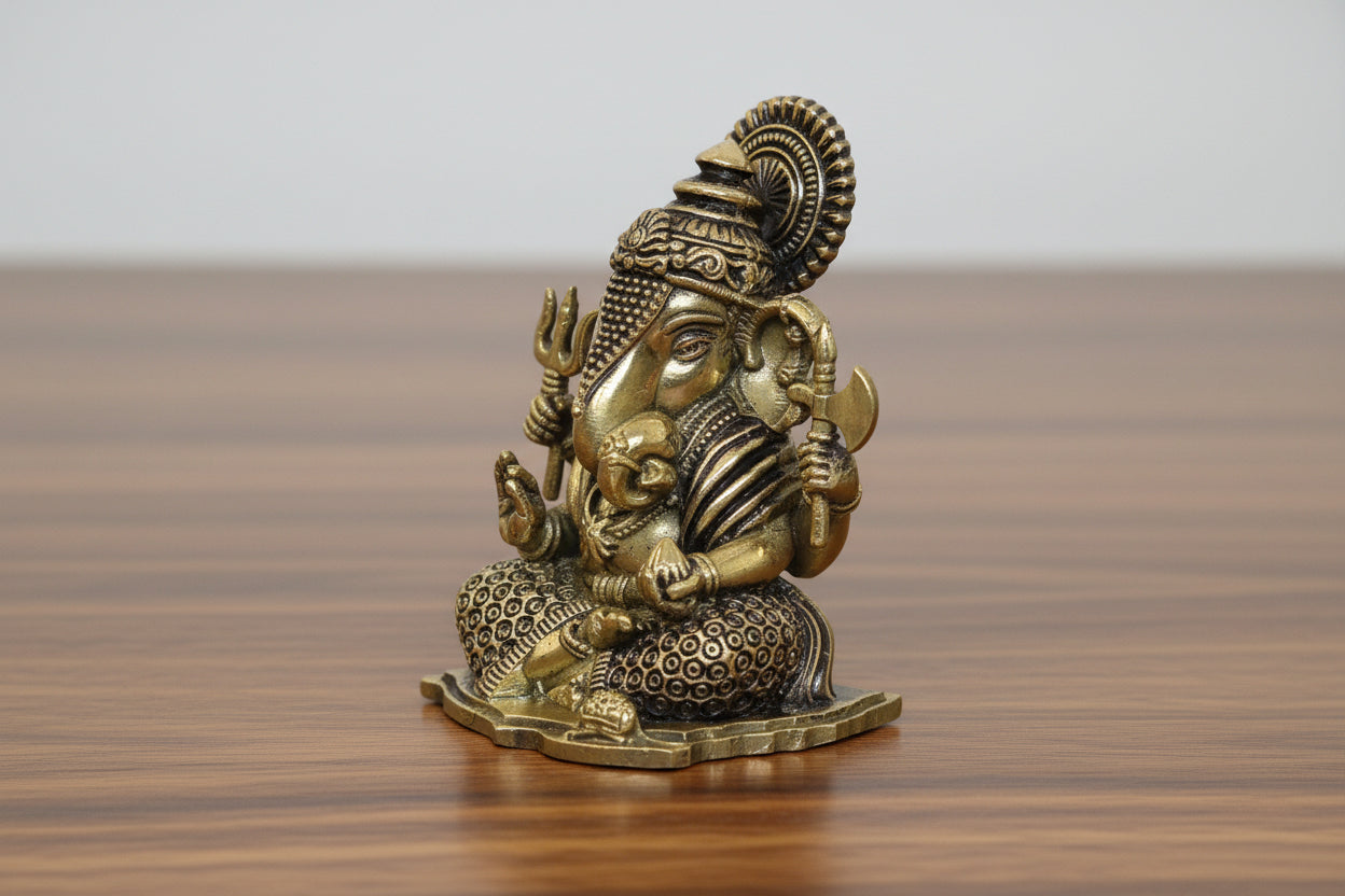 Brass Ganesh Idol – 2 Inch  Elegant Home Décor & Auspicious Gift