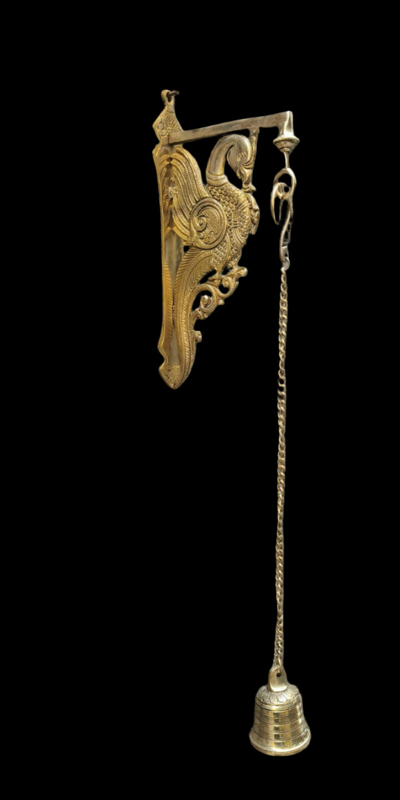 Brass Peacock with Bell Wall Hanging for Home Decor, showpiece, Bell