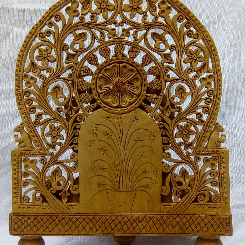 Wooden Carving Ganesh Statue Idol for Home Decor/Gift Item/ 12" Height Temple/Home Temple with Stool/chowki